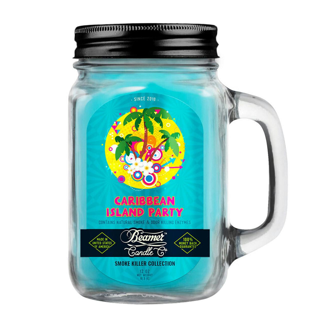 BEAMER CANDLE CO. - Glass Mason Jar Candle - 12oz - CARIBBEAN ISLAND PARTY