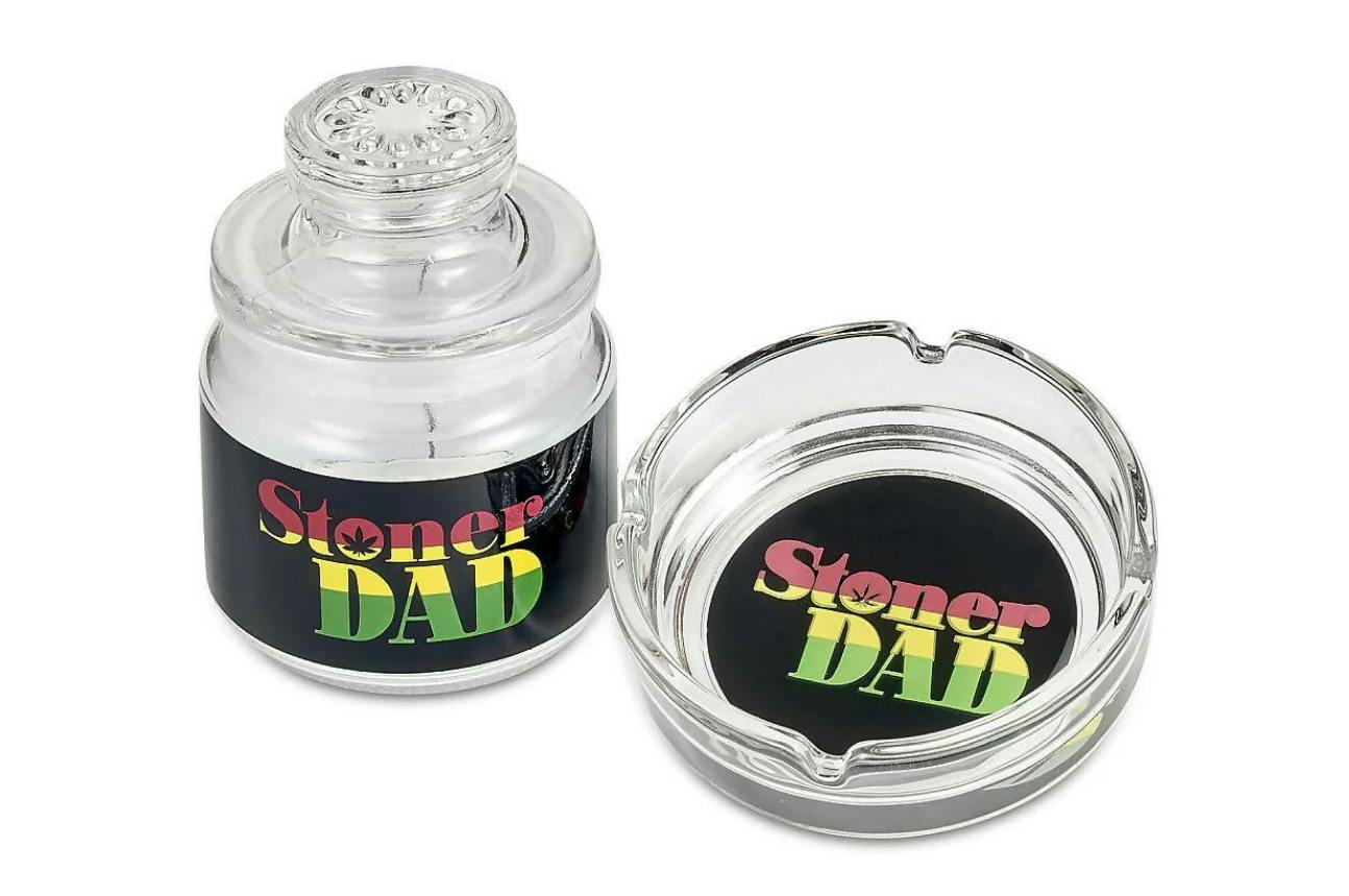ASHTRAY AND STASH JAR SET STONER DAD DESIGN