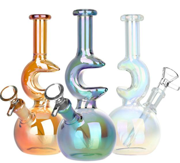 Lunar Glow Electroplated Glass Water Pipe - 7.25" - 14mm F