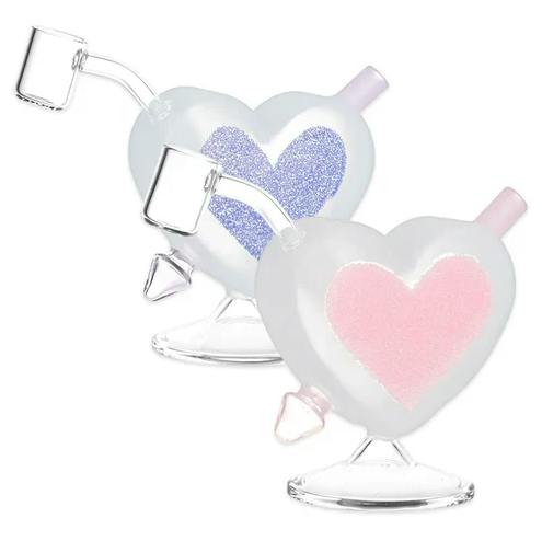 Heart Sparkles - Glass Mini Rig - 4.5" PINK
