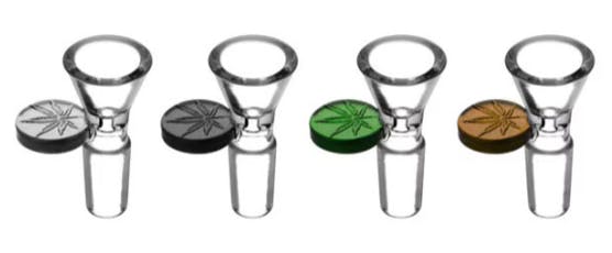 Herb Slide w/ Embossed Leaf Tab - 14mm Male