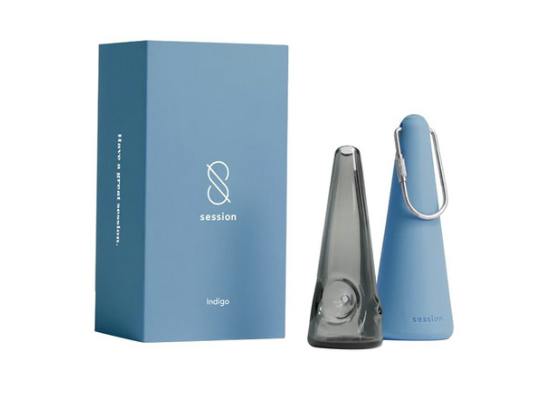 SESSION GOODS - Hand Pipe w/ Silicone Carry Case & Carabiner - Indigo Blue