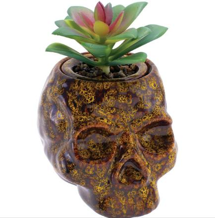 Fujima Skull Planter Ceramic Stash Jar - 4.5" / Yellow