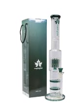 Teal Maple Glass Double Honey Comb Perc With Tree Perc And Splash Guard 20 Inches