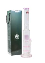 Pink Maple Glass Double Honey Comb Perc With Tree Perc And Splash Guard 20 Inches