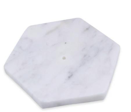 White Marble Hexagon - Incense Burner