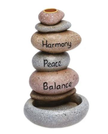 Fujima - Meditation Stacked Stones - Cone Incense Burner - 7"