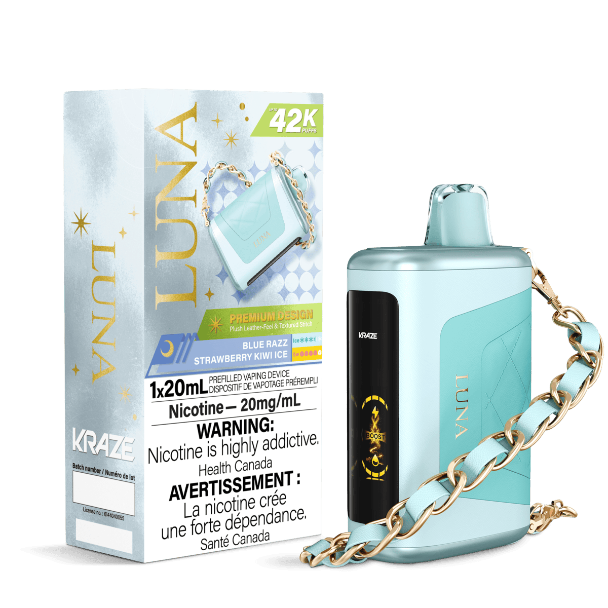 KRAZE Luna 42k Puff Disposable BLUE RAZZ STRAWBERRY KIWI ICE
