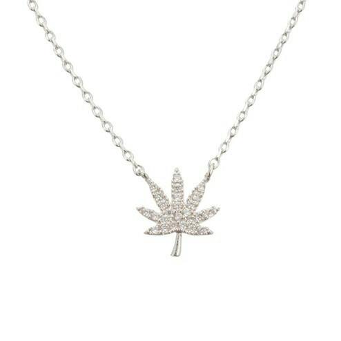 THE KUSH GIRLS Silver Cannabis Leaf Necklace