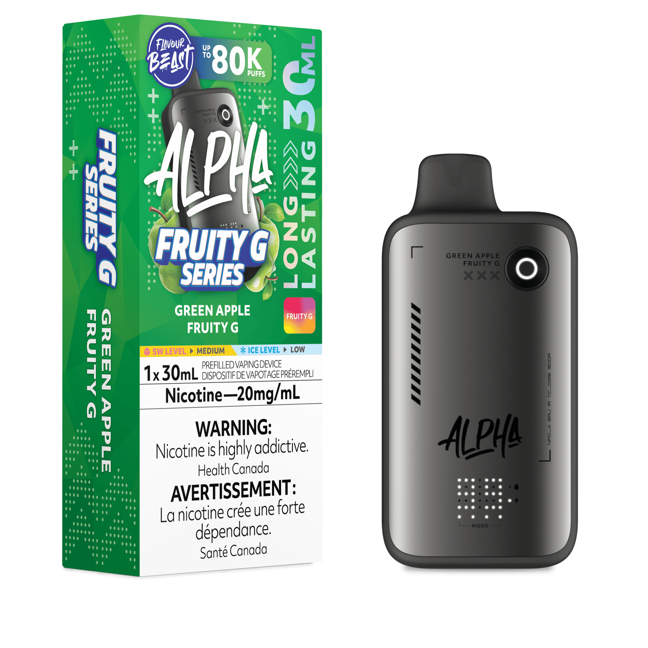 FLAVOUR BEAST Alpha 30ml Disposable GREEN APPLE FRUITY G