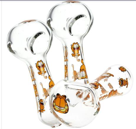 Stoned Orange Cat Glass Spoon Pipe - 4.5"/3CT Bundle