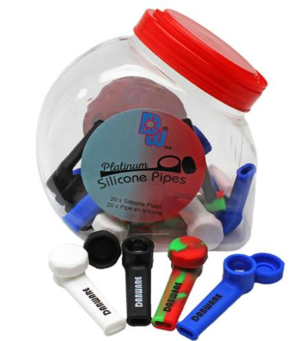 Dabware Silicone Pipe Platinum Short w/Glass Bowl