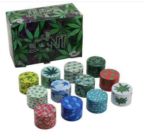 ROLLING CLUB Weed Leaf Pattern 2" 4 PC Grinder - Assorted