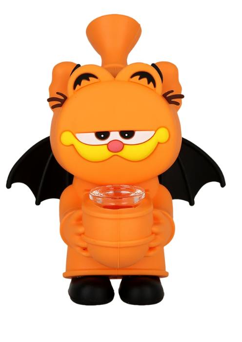 3ct Stoned Orange Bat Cat Silicone Bubbler Bundle - 5.25"