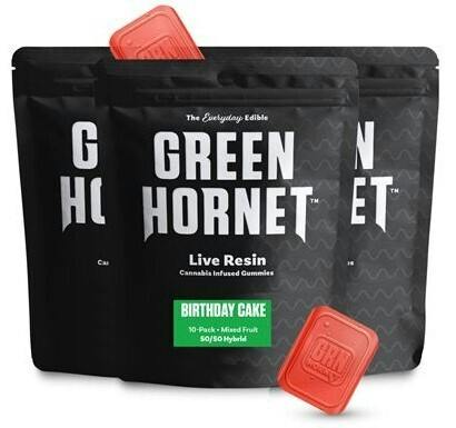 Green Hornet Gummy : LIVE RESIN GUMMIES : MIXED FRUIT - BIRTHDAY CAKE