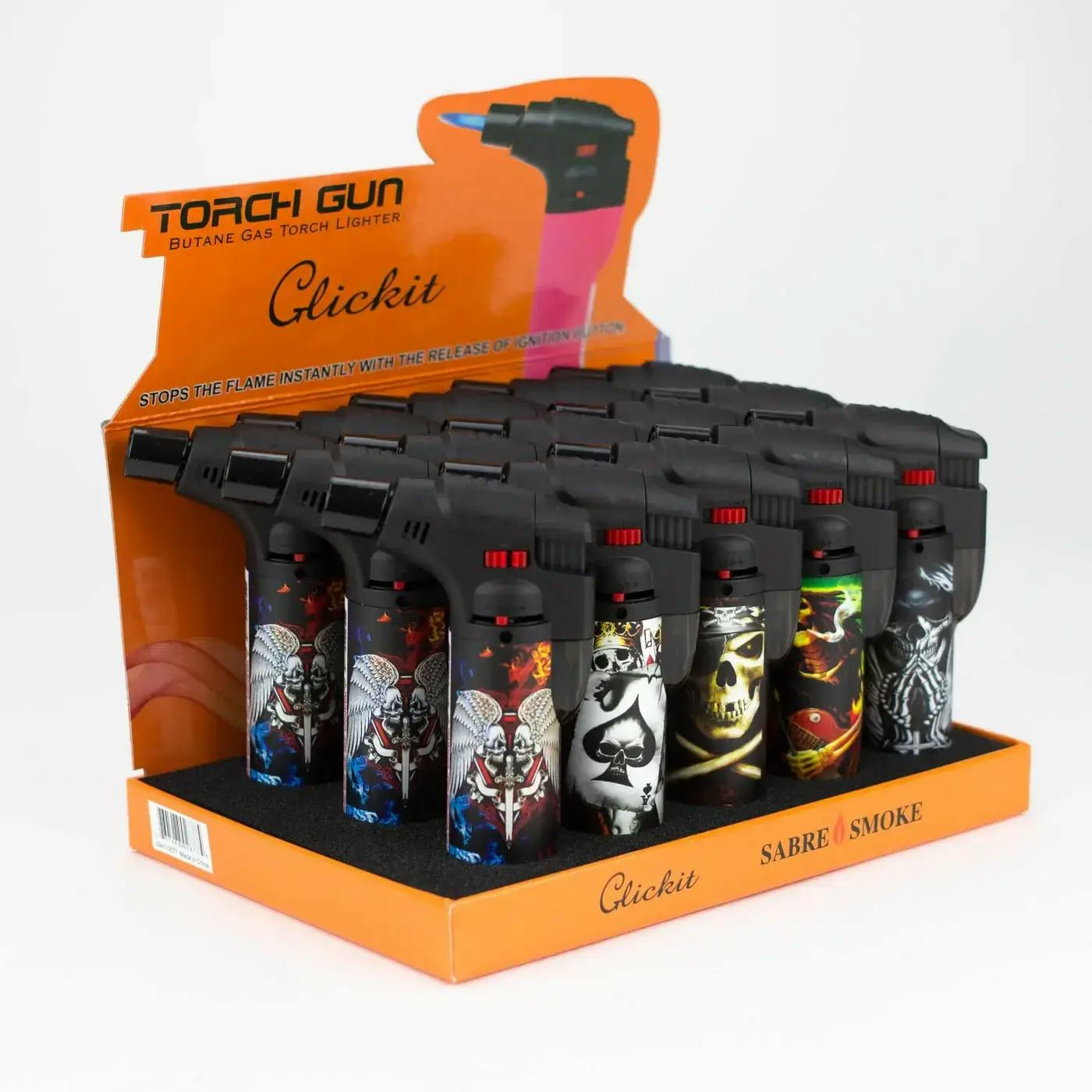 Click it | Single Torch Lighters Assorted Skull