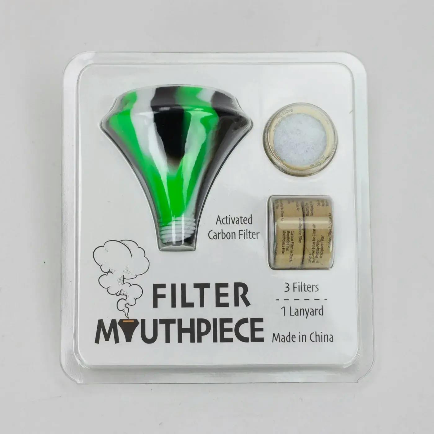 Silicone Mouthpiece with activated carbon filter B/W/G