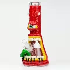 12.5" Resin 3D artwork 7mm glass beaker water bong (Red)