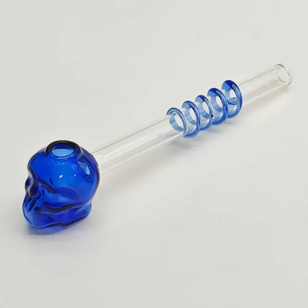 Skull Oil Burner Pipe - Blue