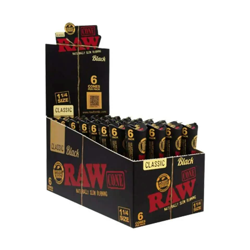 RAW Black Natural 1 1/4 Unrefined Pre-Rolled Cone