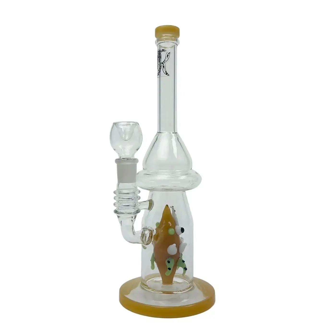 12" Yellow Fish Glass Bong
