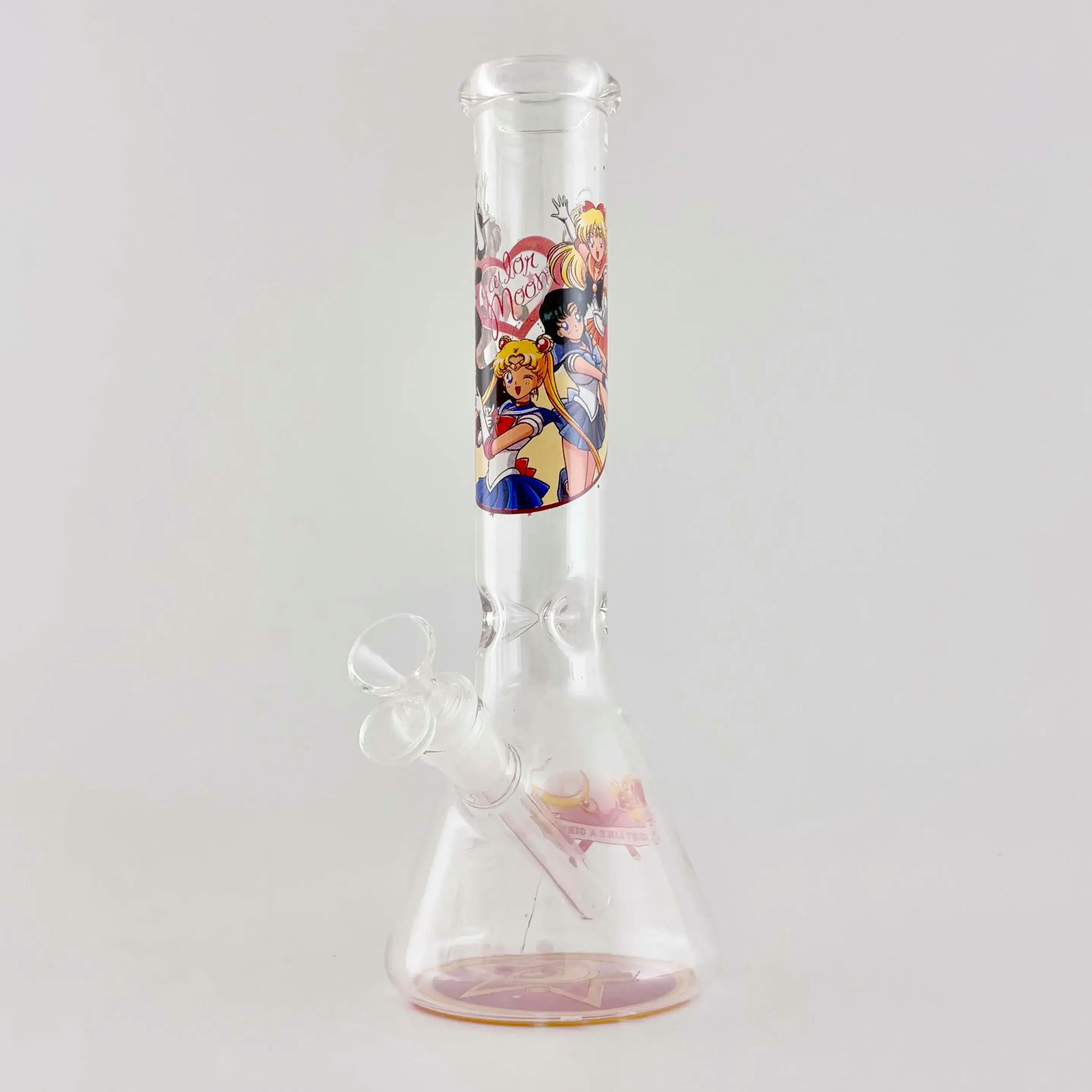 12" Anime-Themed Beaker Bongs - 4mm Thick Glass - Moon