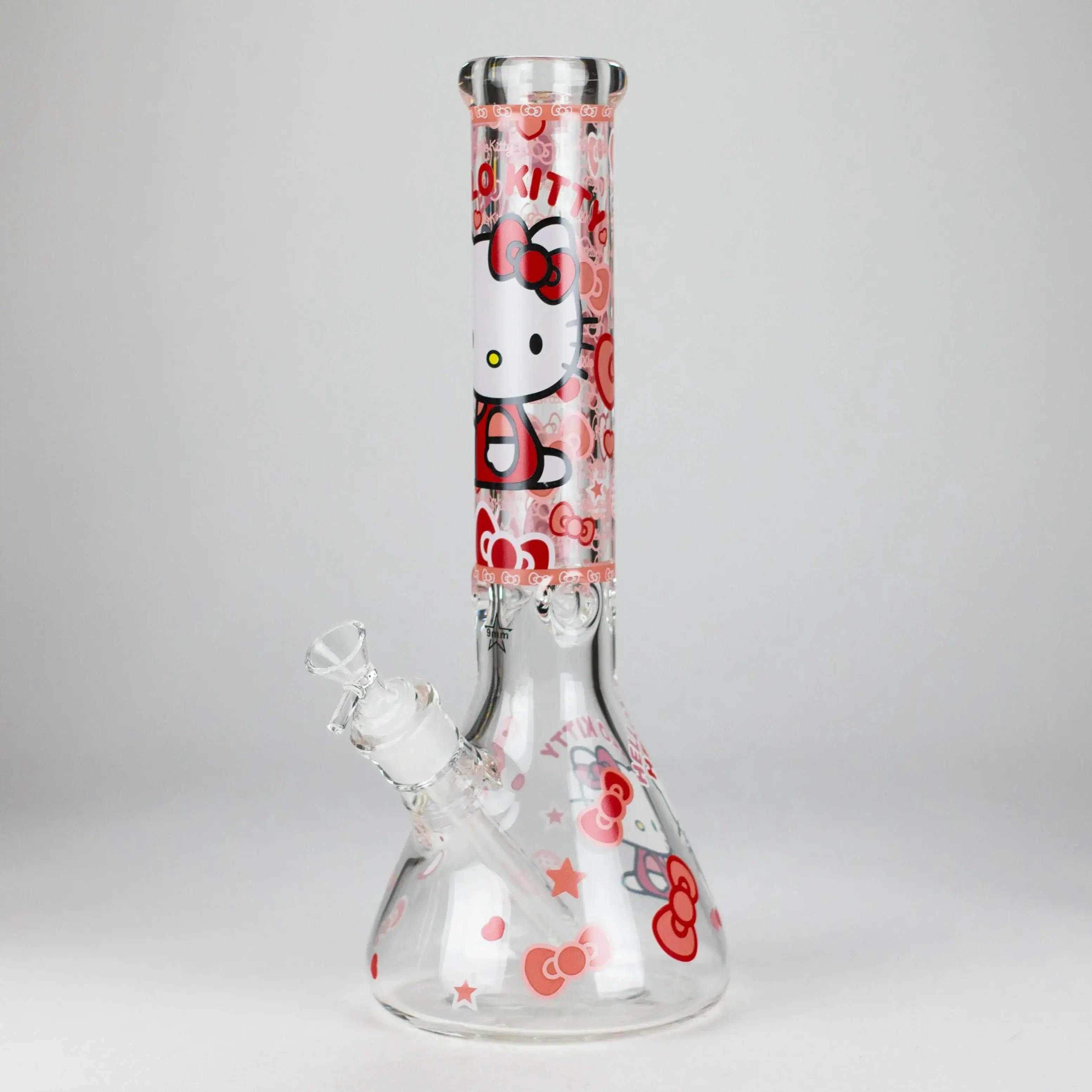 14" PK Cartoon Glow In The Dark 9mm Glass Bong - Kitty