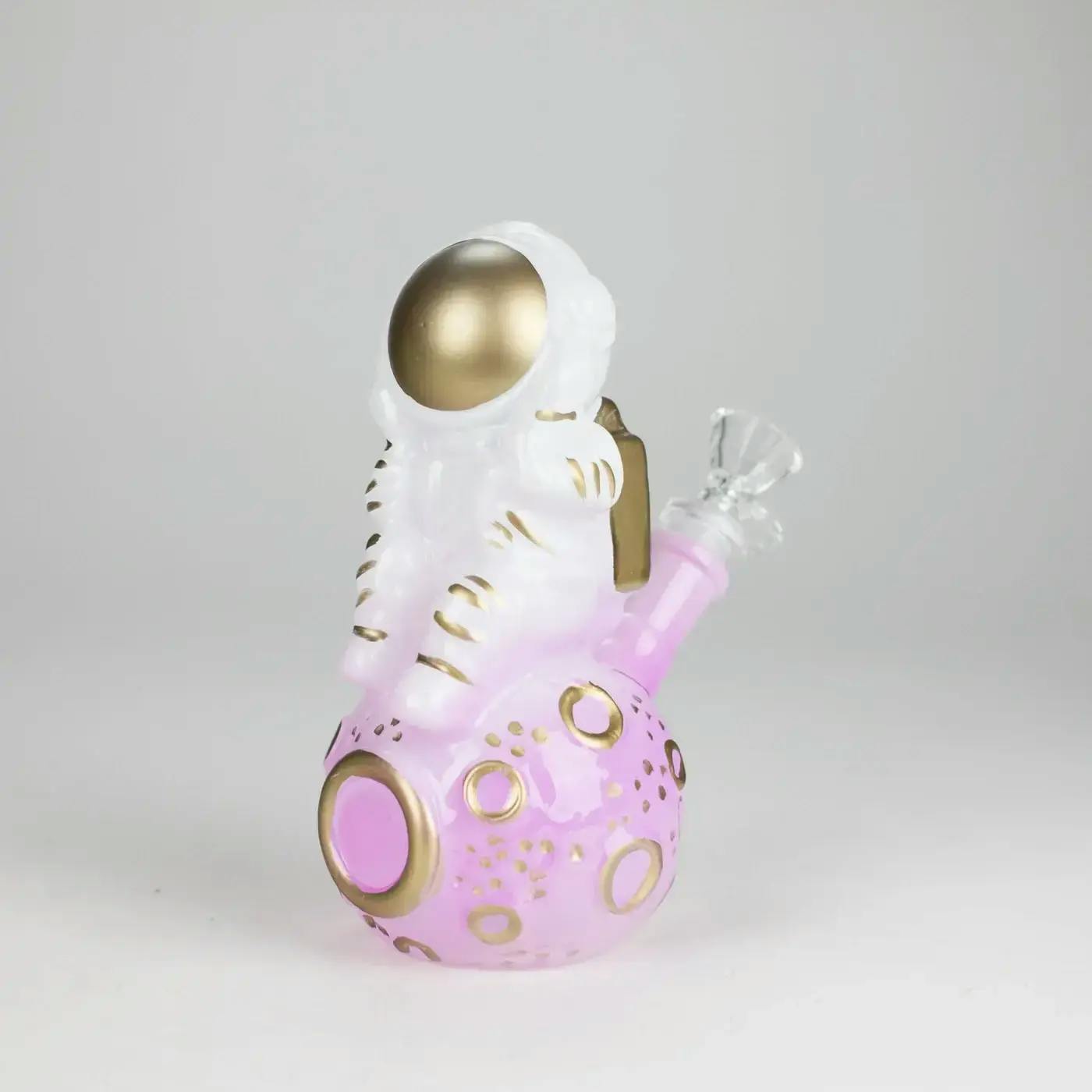 7" 3D Astronaut Glass Bong - Space Inspired Water Pipe - Pink
