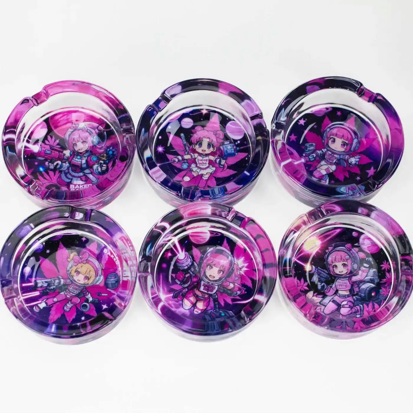 Premium Baked Babe Design Glass Ashtray