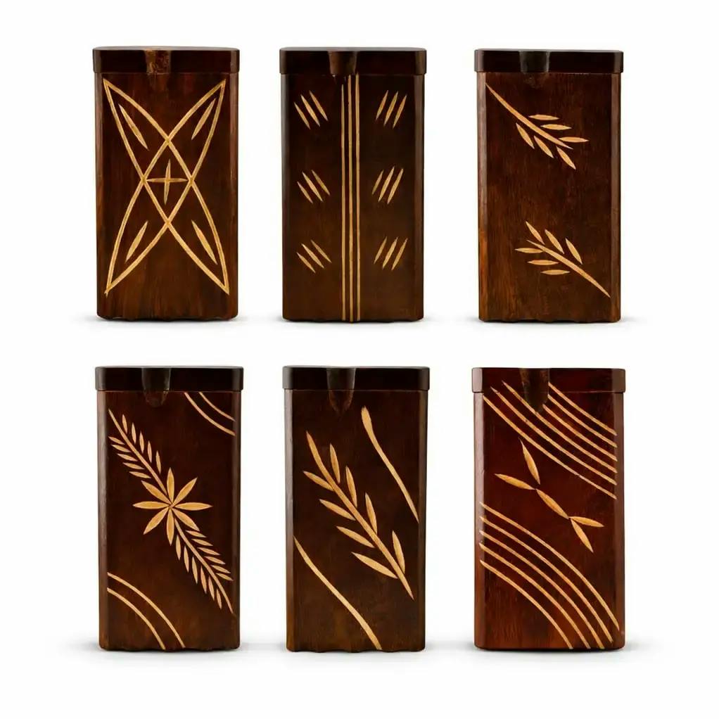 Wooden Dugout Set with One Hitter - Assorted Carved Designs