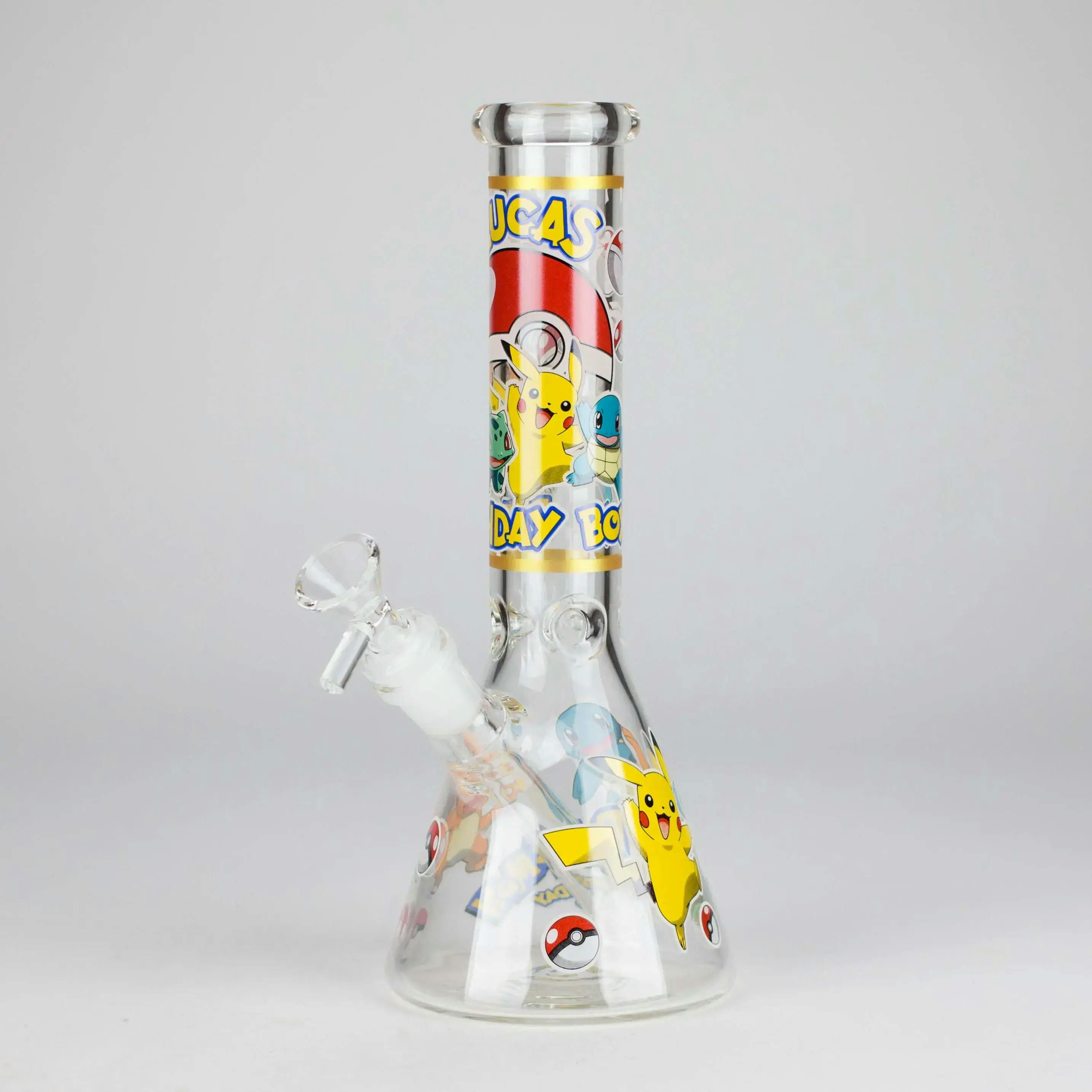 10" 5mm Glass Beaker Bong with Cartoon Design - Clear