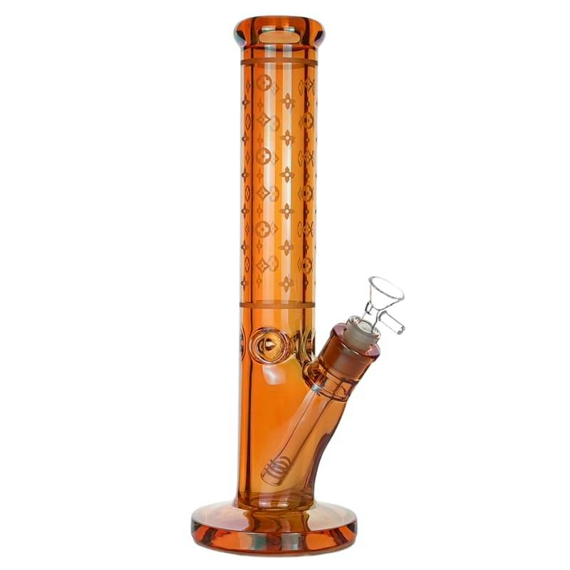 14" Luxe Patterned Straight Tube Bong - Amber