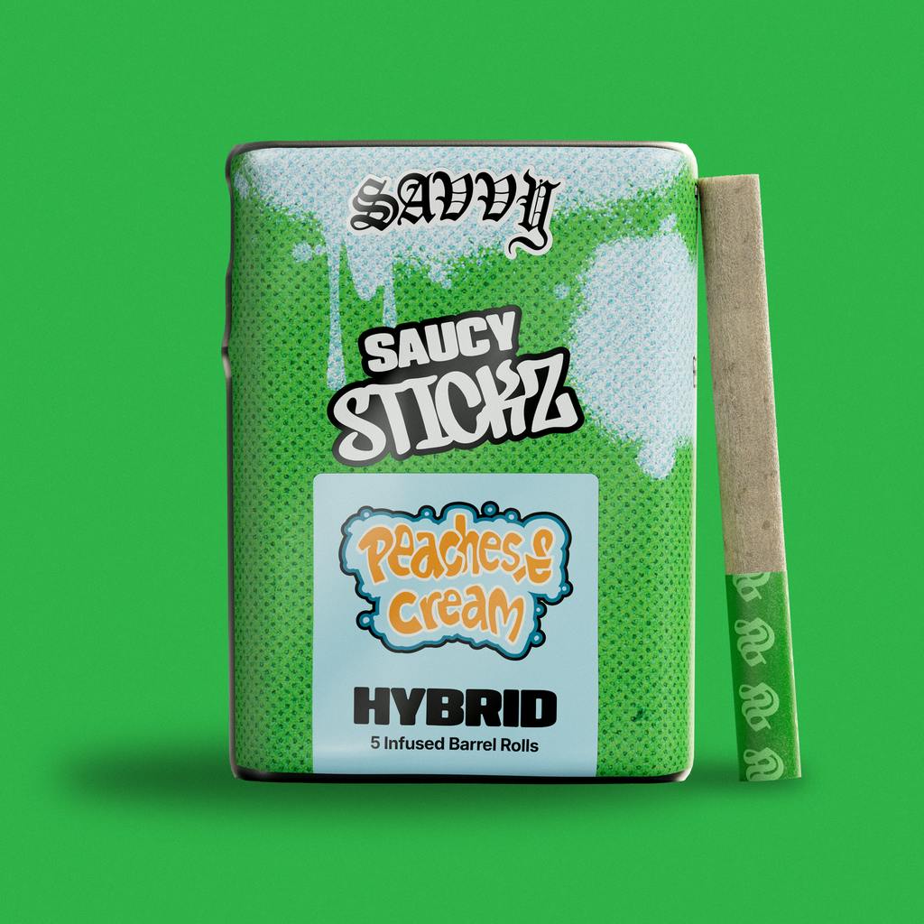 Savvy Saucy Stickz Peaches and Cream Infused Pre-Roll 2.5g [5pk]