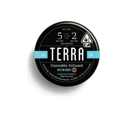 KIVA MILK AND COOKIES TERRA BITES 5:2 20CT TIN (THC:CBN) (I)