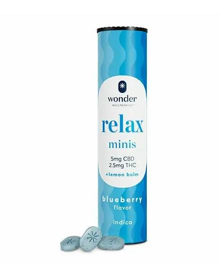 Relax Minis | Blueberry 2:1 CBD:THC Mints | 100mg | 40ct | 2.5mg/ea