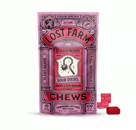 LOST FARM - STRAWBERRY LIVE RESIN FRUIT CHEWS (10PK) (100MG) (H)
