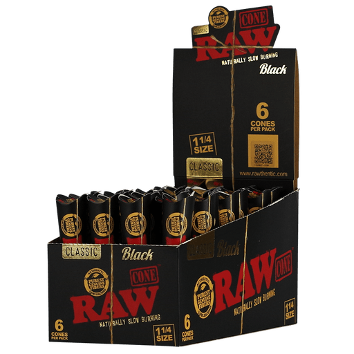 RAW Black 1 1/4 Cones 6packs