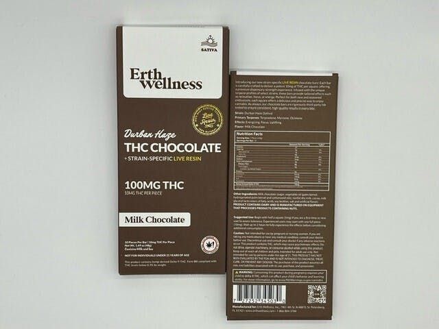 Erth Wellness | Chocolate Bar 100 mg | Milk Chocolate at NativeCare Thief River Falls