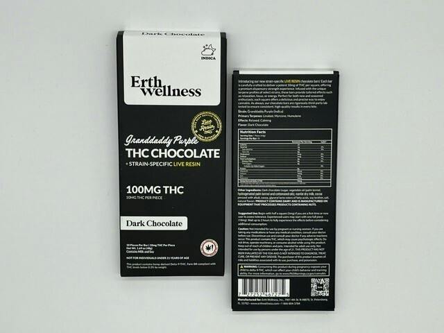 Erth Wellness | Chocolate Bar 100 mg | Dark Chocolate at NativeCare Thief River Falls