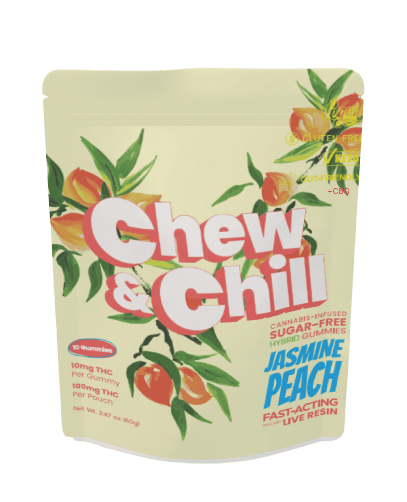 Chew & Chill | Jasmine Peach | Live Resin Edibles | 10pk | 100mg