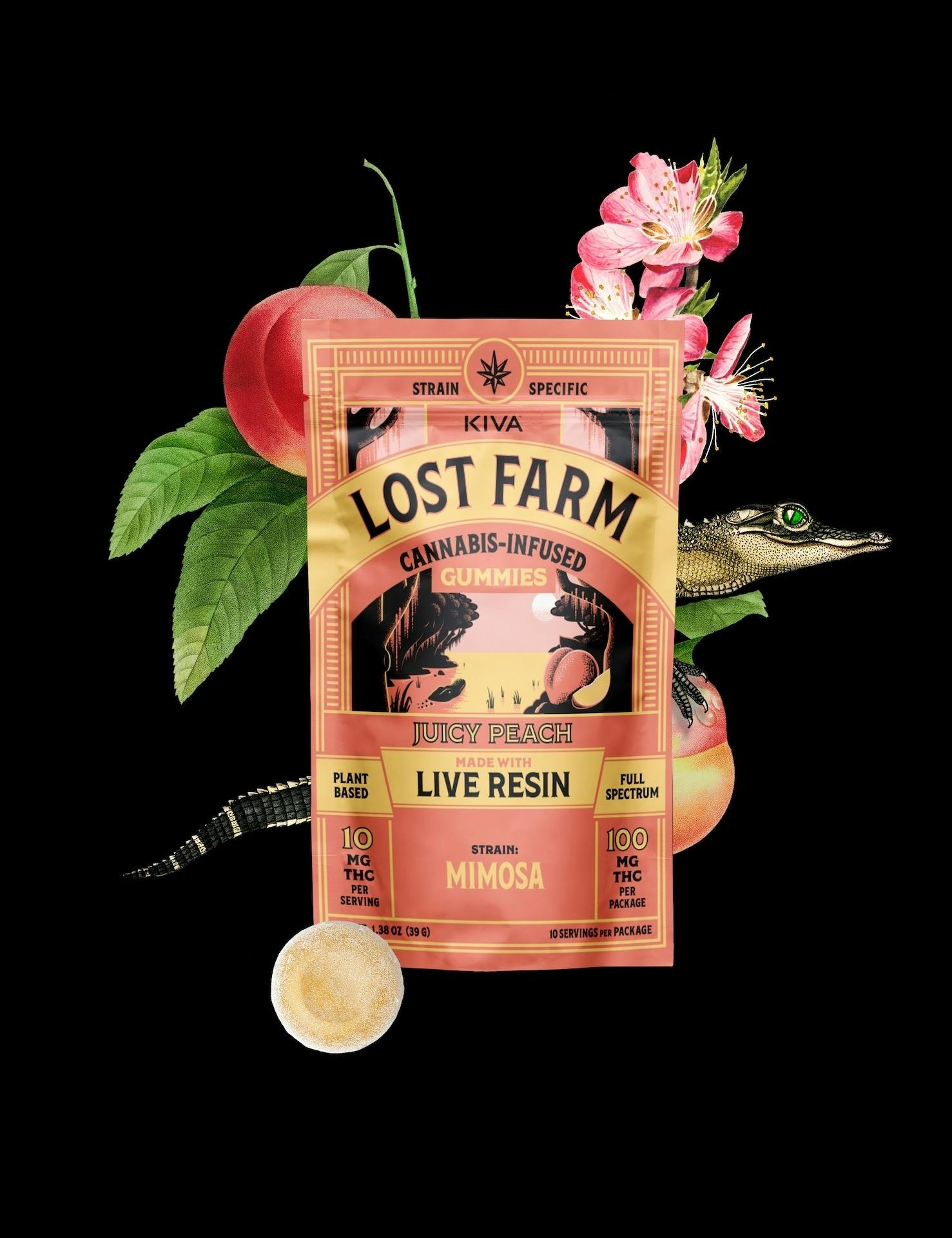 Lost Farm | Juicy Peach x Mimosa | Live Resin Edibles | 10pk | 100mg