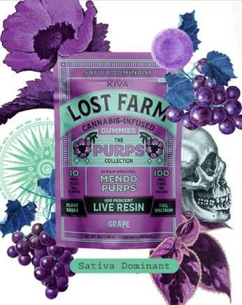 Lost Farm | Grape x Mendo Purps | Live Resin Edible | 10pk | 100mg
