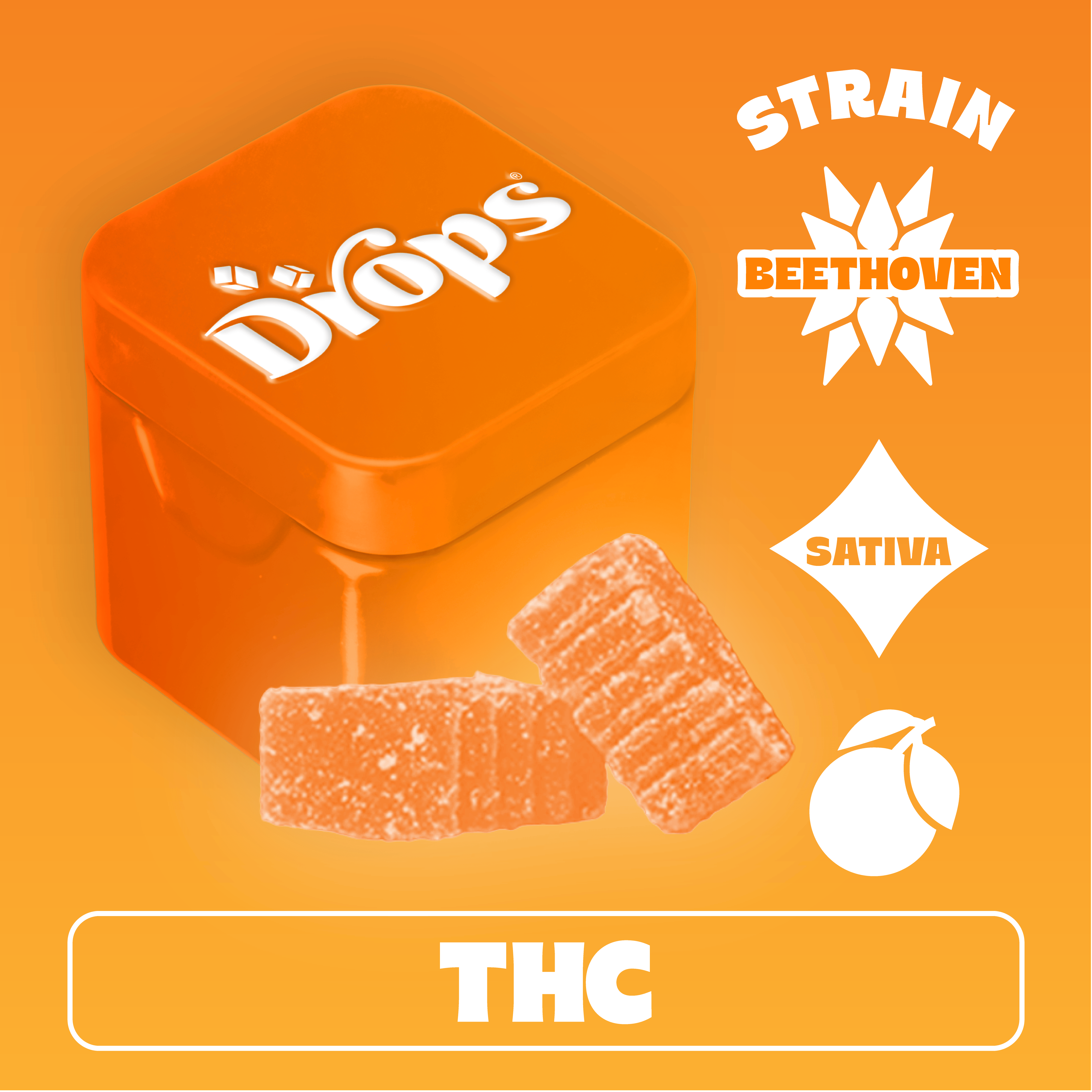Drops | Orange | Live Rosin Edible | 2pk | 100mg