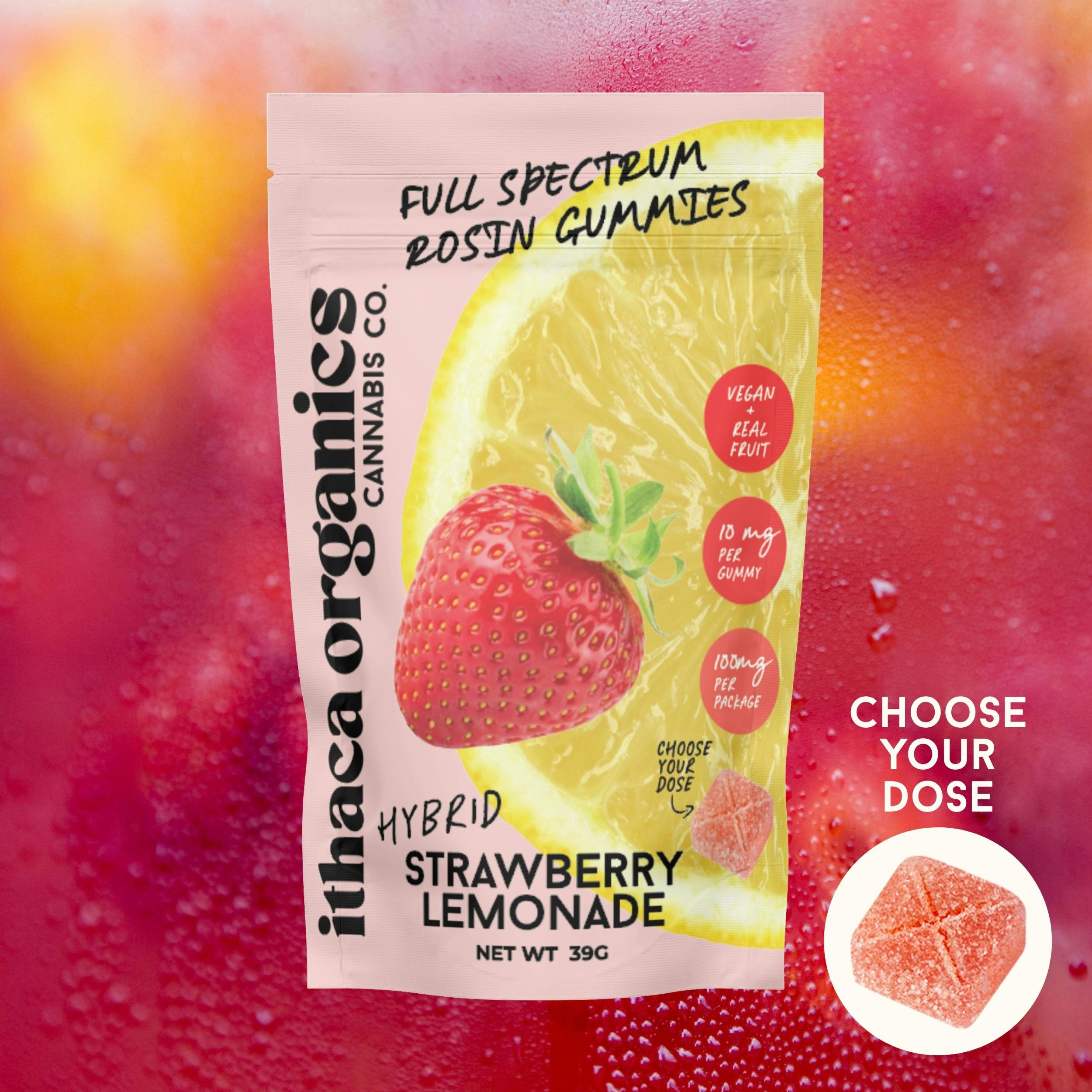 Ithaca Organics | Strawberry Lemonade | Hash Rosin Edibles | 10pk | 100mg