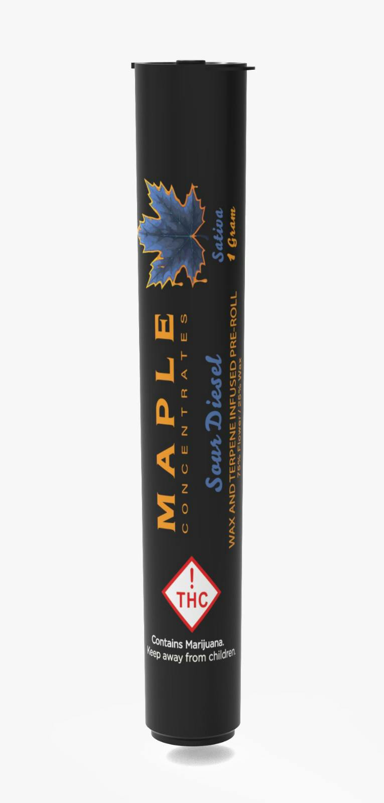 Sour Diesel (S) - 1g Wax Infused Pre-Roll - Maple