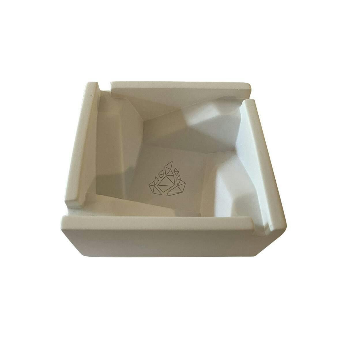 BRNT Briq Concrete Ashtray with Walnut Lid - White