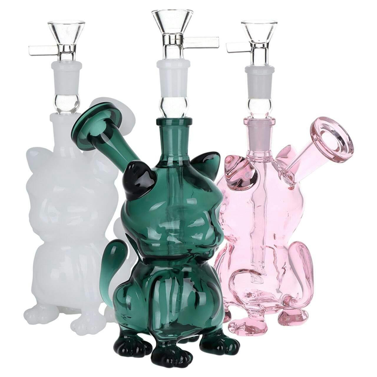 Purr-haps It's A Cat Glass Water Pipe - 6" / 14mm F - Assorted Colours