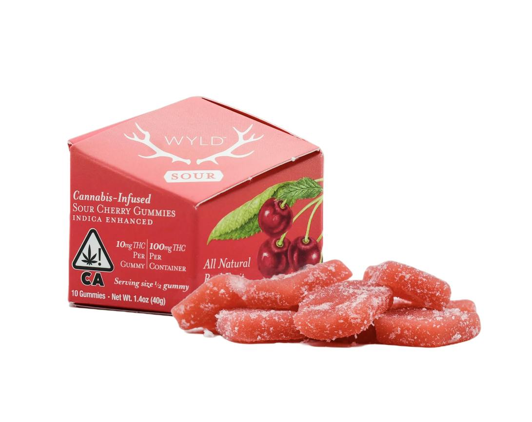 Wyld 100mg Gummies | Sour Cherry (indica) at Glenrio Smoke Stop