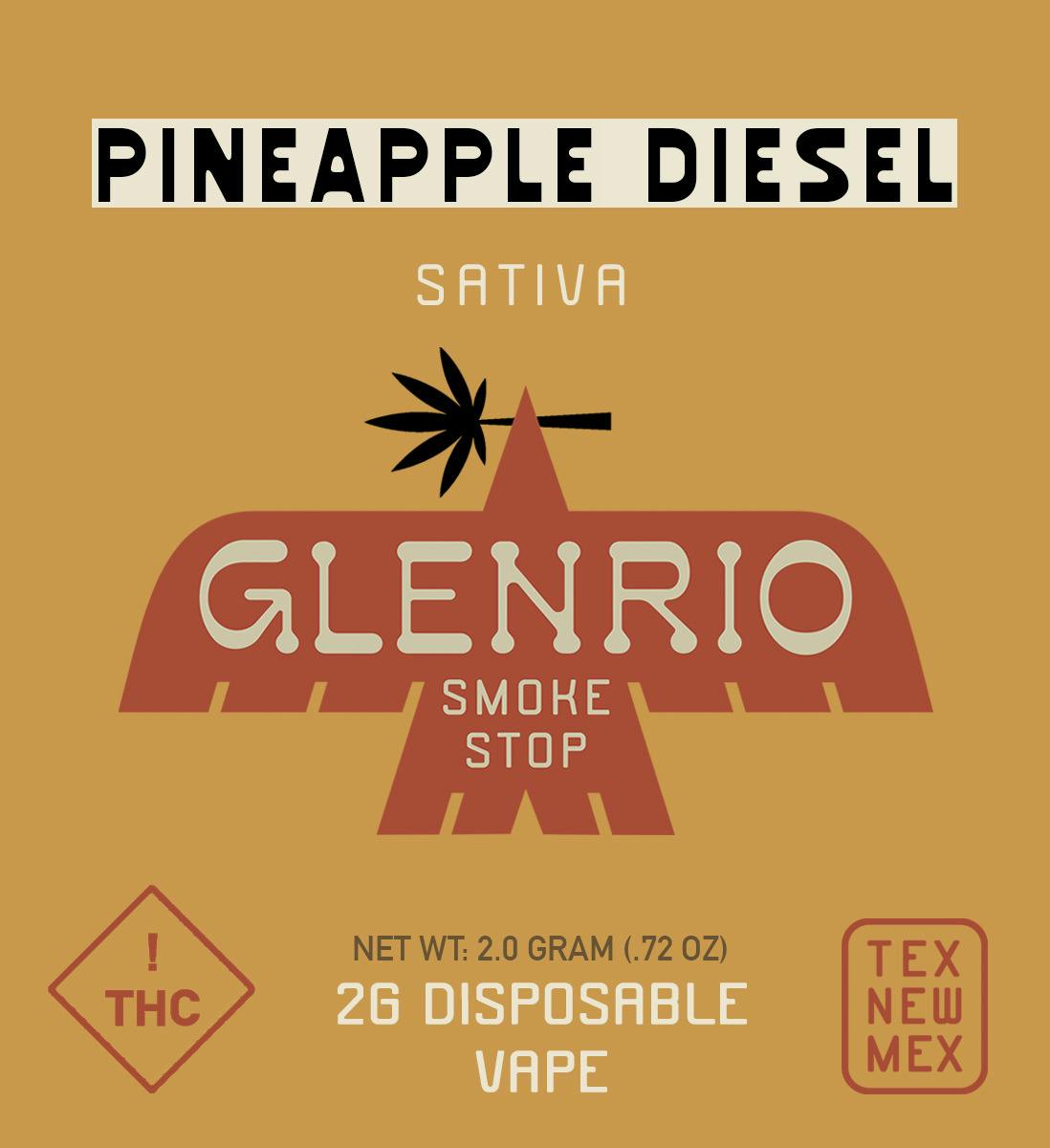 Glenrio 2g Disposable l Pineapple Diesel (sativa)