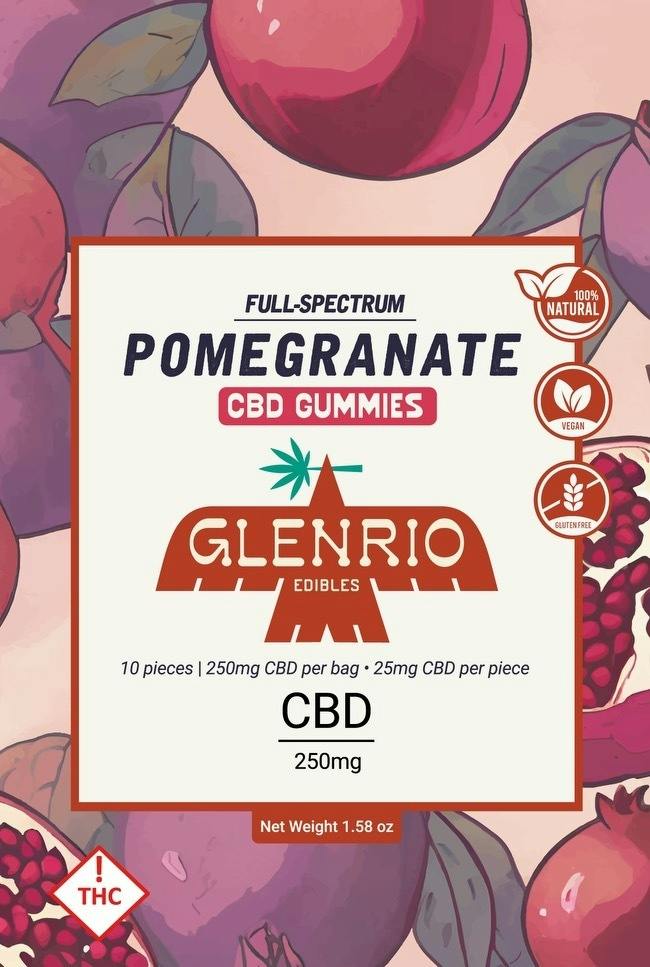 Glenrio 250mg Full Spectrum CBD Gummies | Pomegranate (hybrid)